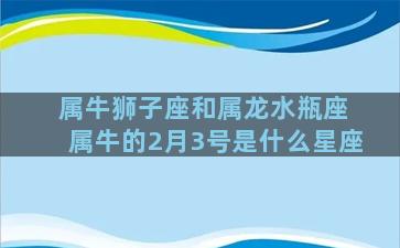 属牛狮子座和属龙水瓶座 属牛的2月3号是什么星座